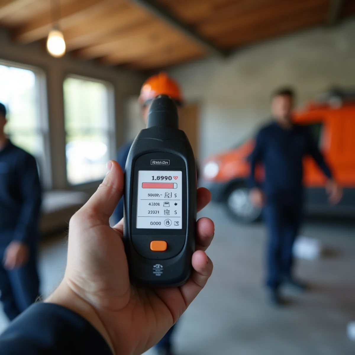 Digital laser particle counter measuring sub-micron PM2.5 soot levels in living room air