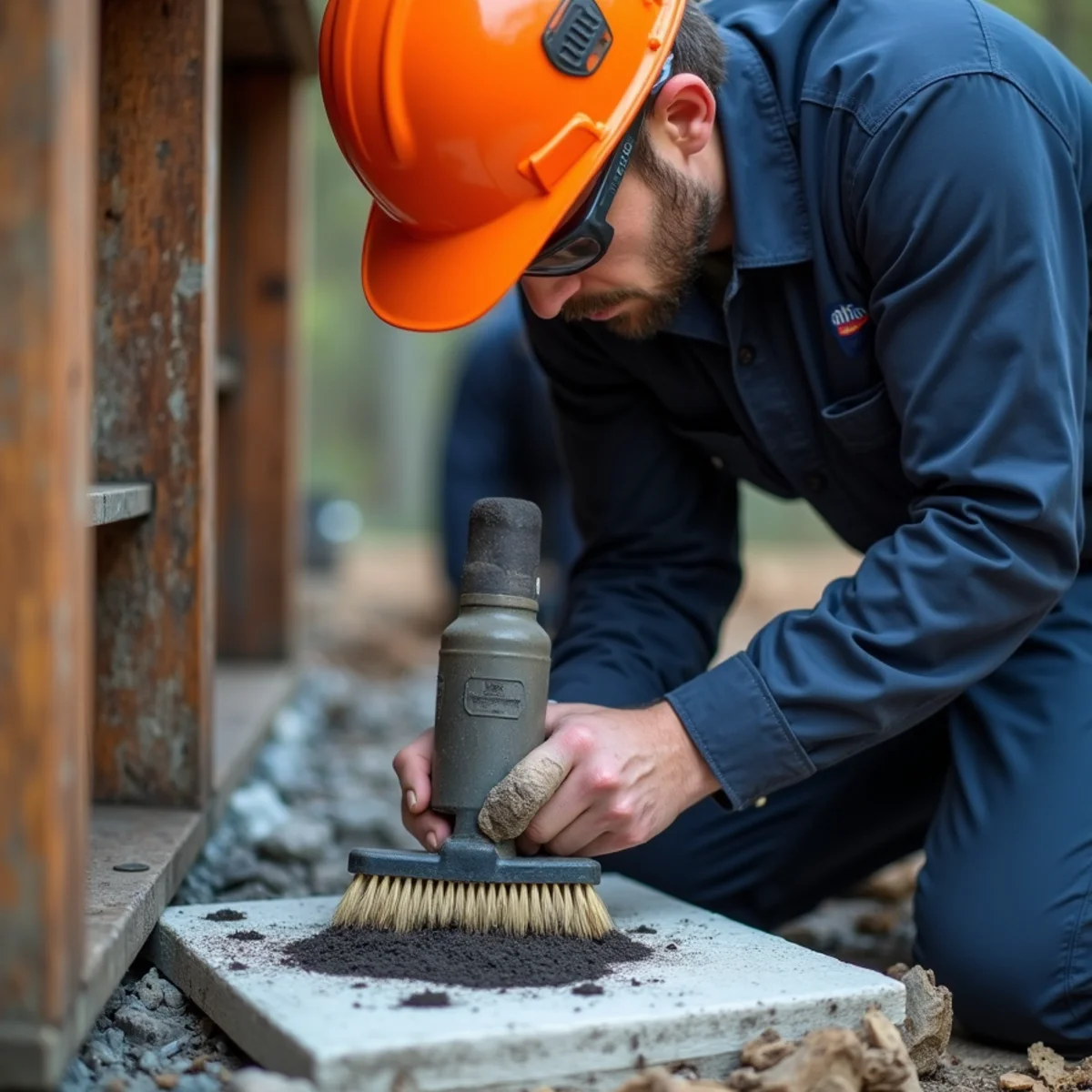 Technician applying circuit-safe cleaning solvent to decontaminate corrosive acidic PVC soot deposits